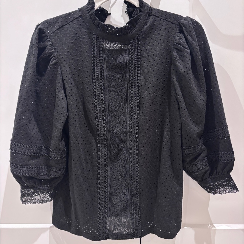 Reitmans Black Eyelet Lace Blouse